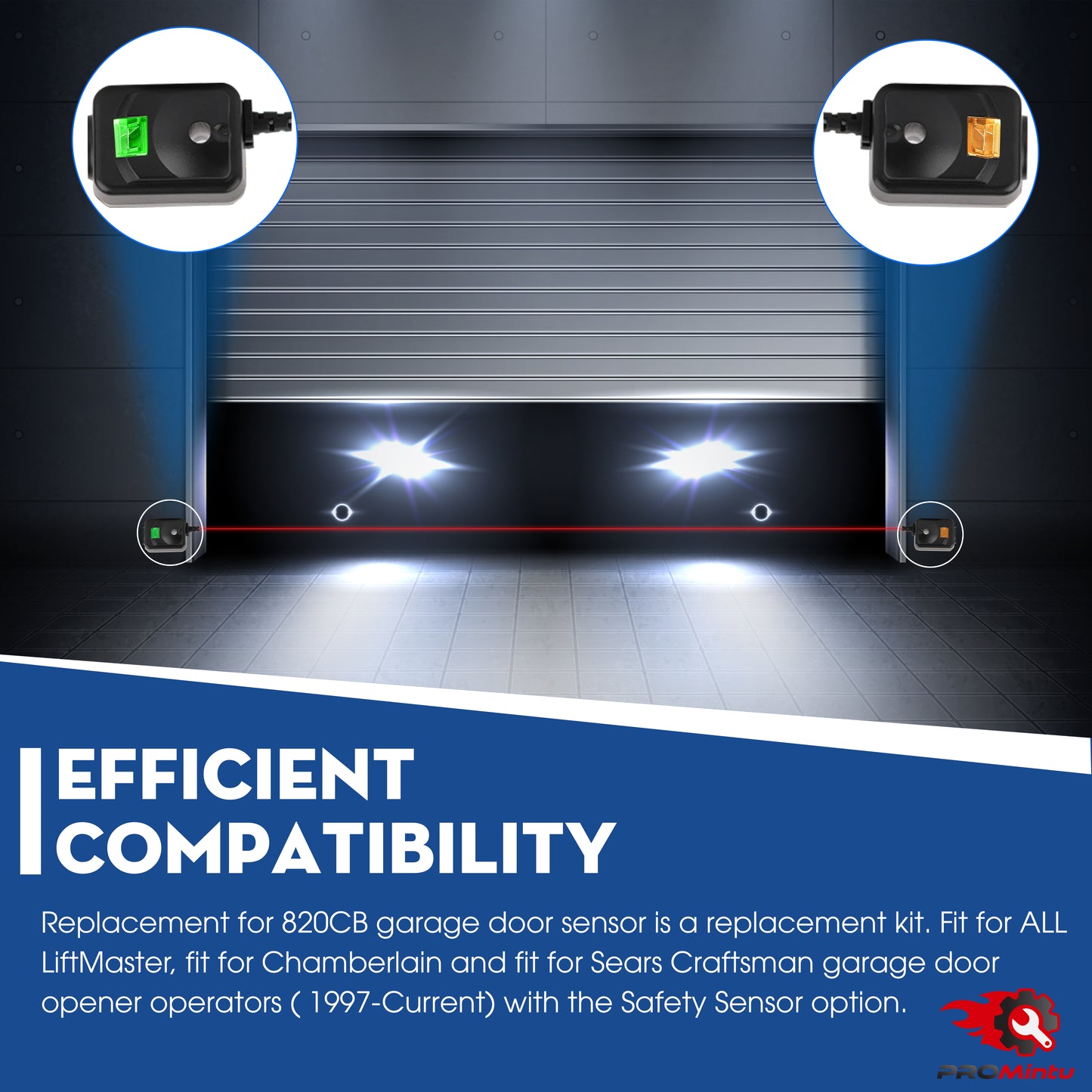 Upgraded 2X 820CB for Liftmaster Garage Door Sensor Replacement 41A5034, G801CB-P, 801CB, 041-0136 Chamberlain Garage Door Sensor, for Liftmaster Craftsman Garage Door Sensor, Safety Beam Eyes