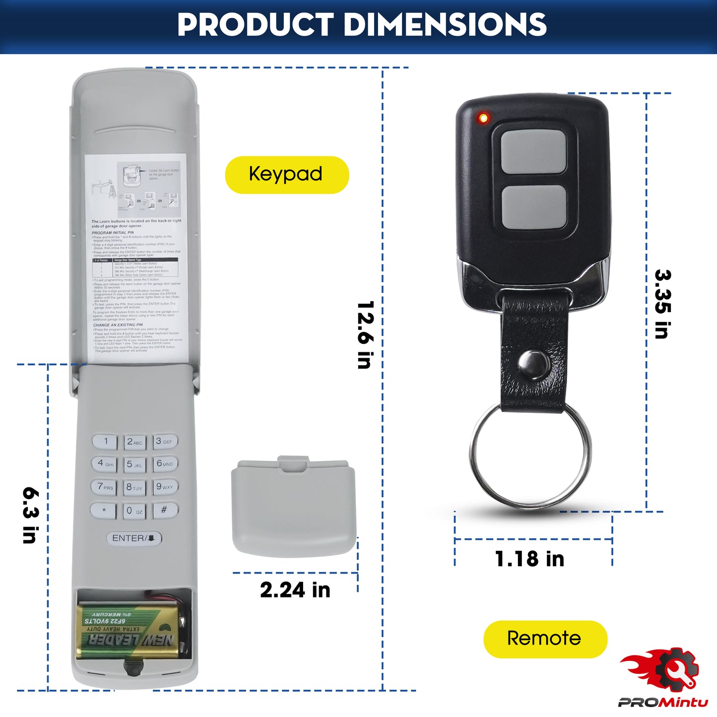 Garage Door Keypad with 2 Garage Door Opener Remote for Liftmaster Chamberlain Craftsman Garage Door Opener Remote Keypad, 877MAX 893LM 893Max 971LM 371LM Purple Yellow Red Orange Learn Button