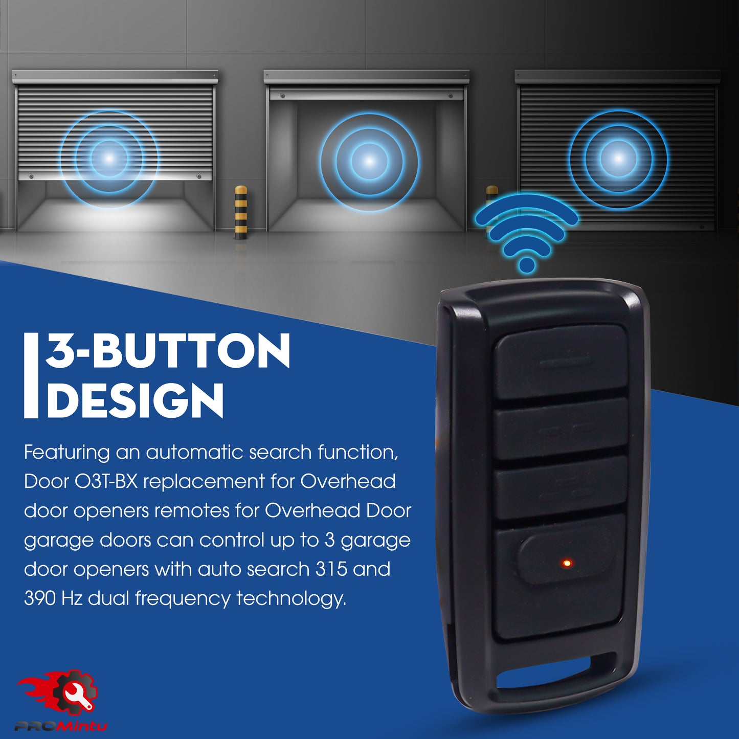 Upgraded 2X O3T-BX for Overhead Door Remote, for Overhead Garage Door Opener Remote, Compatible with Genie Garage Door Opener Remote G3T-R O3T-A 315/390MHZ, for Genie