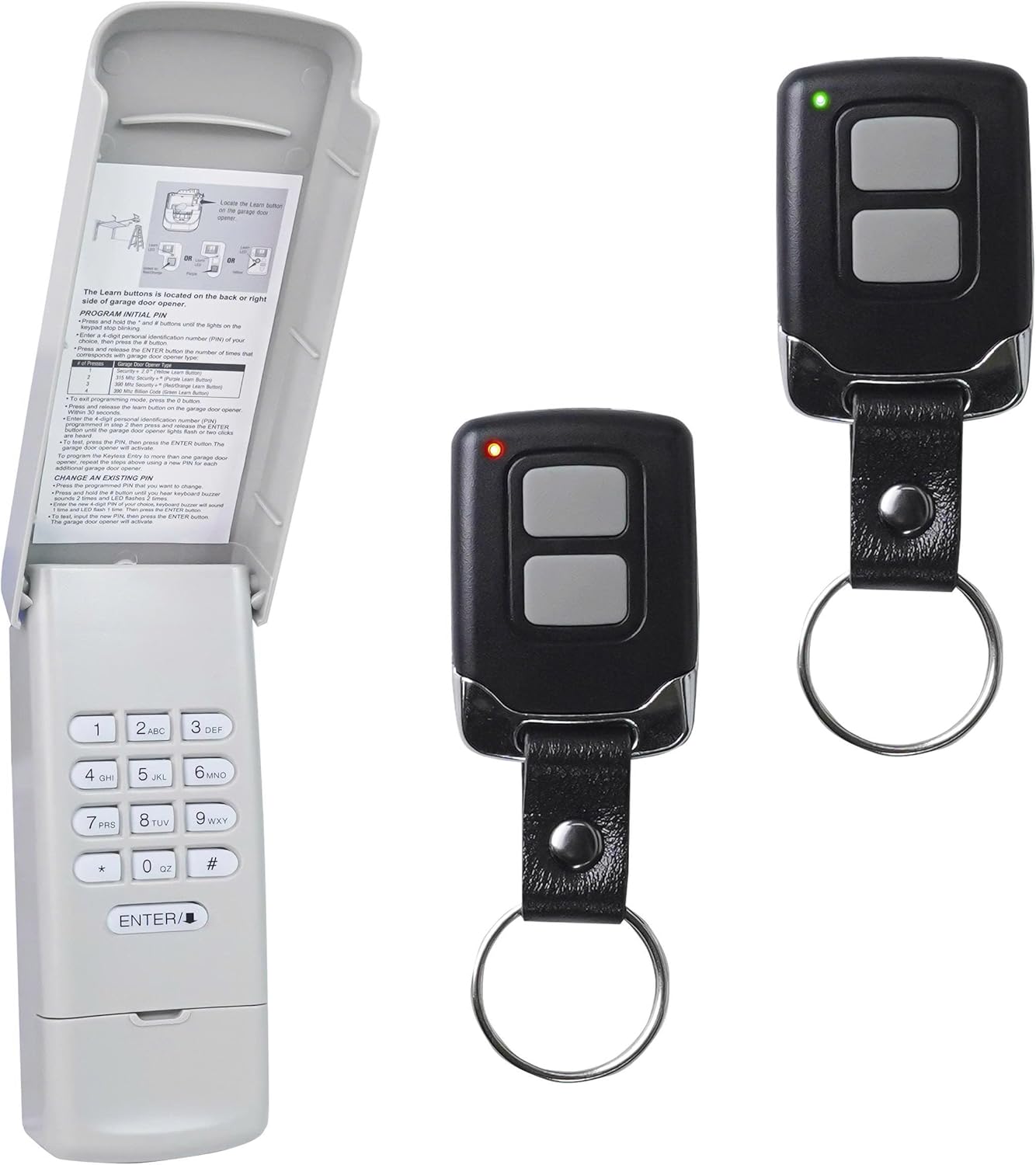 Garage Door Keypad with 2 Garage Door Opener Remote for Liftmaster Chamberlain Craftsman Garage Door Opener Remote Keypad, 877MAX 893LM 893Max 971LM 371LM Purple Yellow Red Orange Learn Button