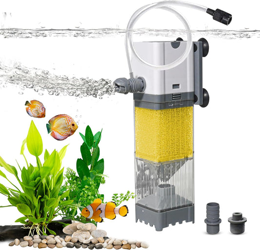 Aquarium Filter 10W for 10-40 Gallon, Internal System with Quiet 700L/h Pump, Submersible Aquarium Filter for Turtles, 10 Gallon Fish Tank Filter, Filtro para Pecera, Clean Water Setup