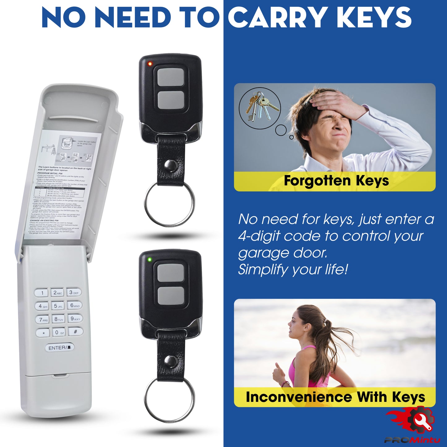 Garage Door Keypad with 2 Garage Door Opener Remote for Liftmaster Chamberlain Craftsman Garage Door Opener Remote Keypad, 877MAX 893LM 893Max 971LM 371LM Purple Yellow Red Orange Learn Button