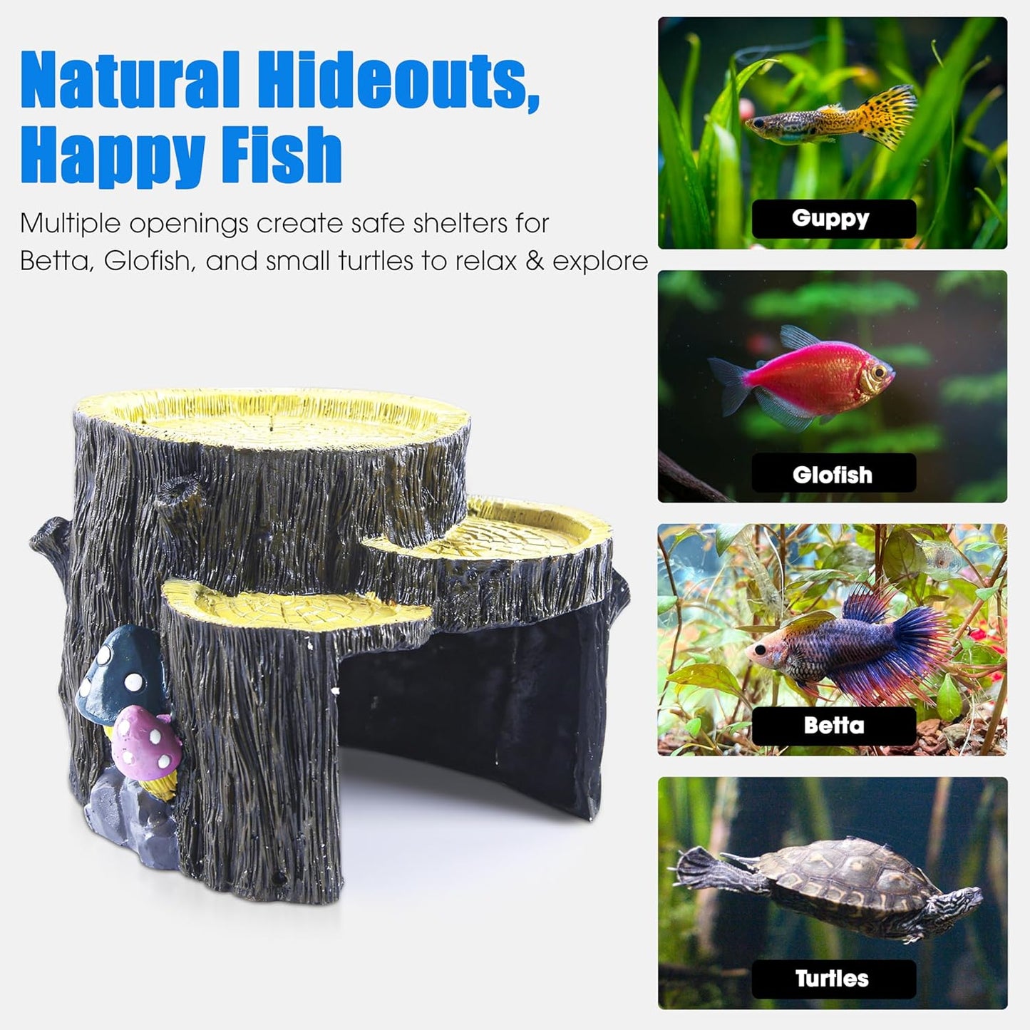 Fish Tank Decorations, Aquarium Decor for Betta Fish Tank Accessories with Plants, Aquarium Accessories, Turtle Tank Decorations, Fish Hideout, Large Tank Ornaments