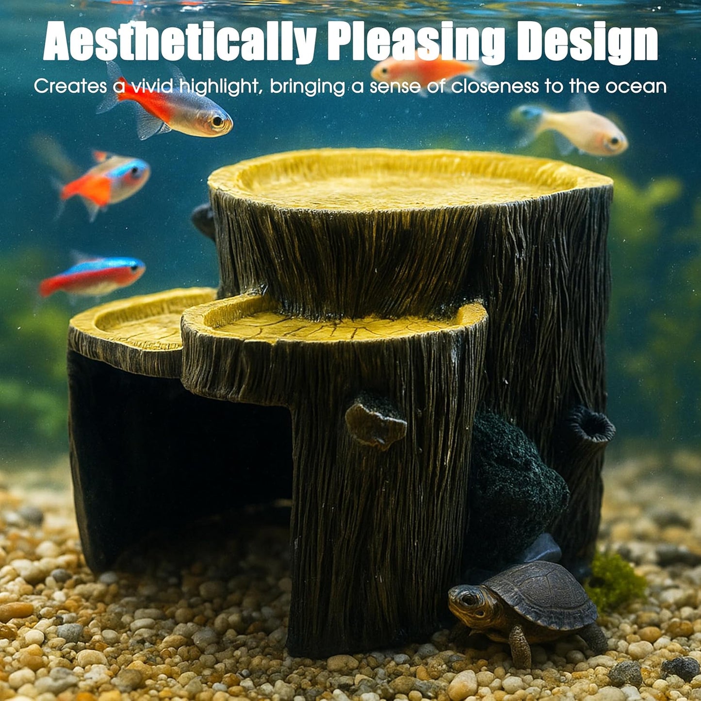 Fish Tank Decorations, Aquarium Decor for Betta Fish Tank Accessories with Plants, Aquarium Accessories, Turtle Tank Decorations, Fish Hideout, Large Tank Ornaments